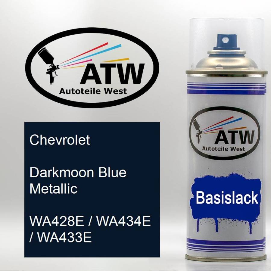 Chevrolet, Darkmoon Blue Metallic, WA428E / WA434E / WA433E: 400ml Sprühdose, von ATW Autoteile West.